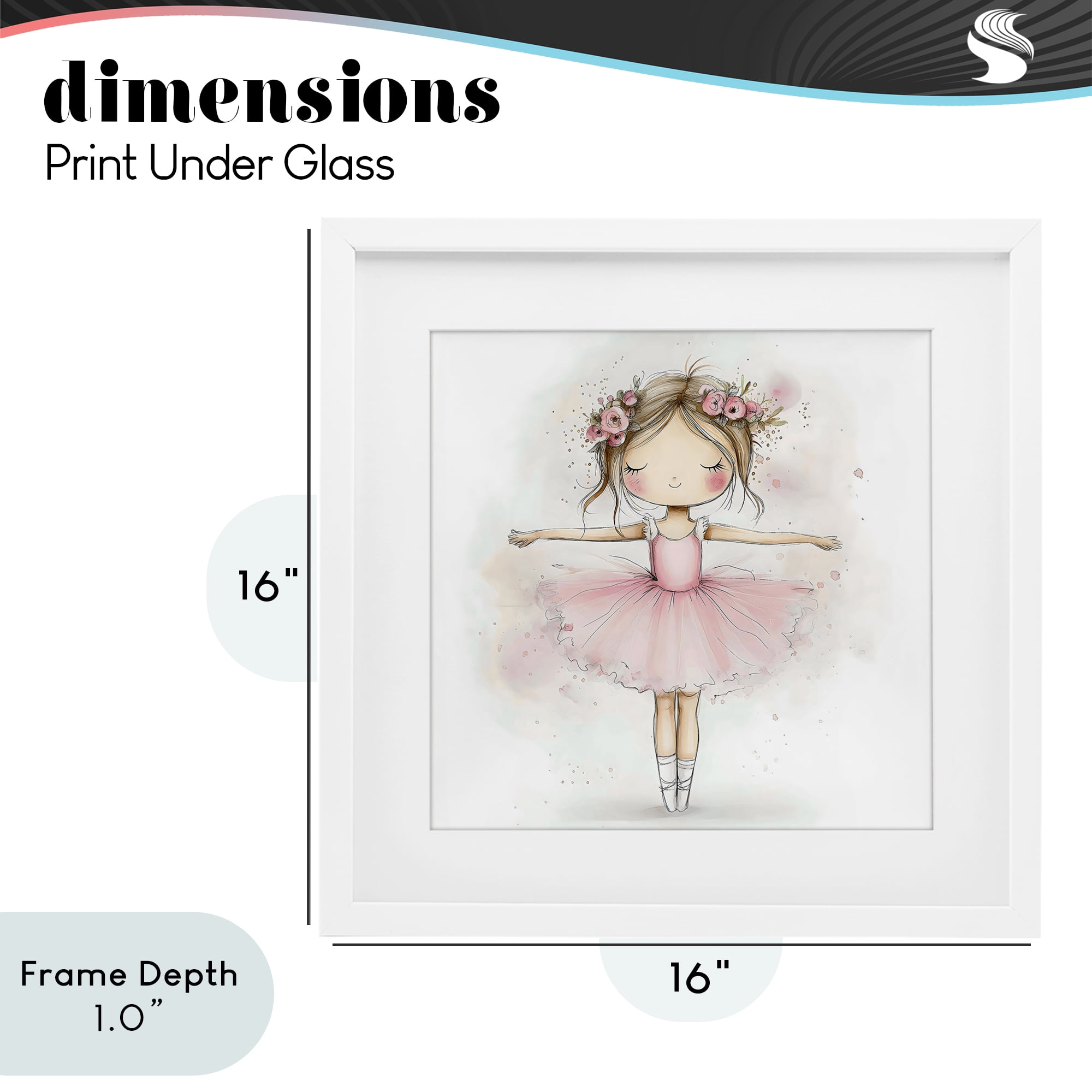 Stupell Industries Flower Ballerina in Pink Tutu White Framed Print Under Glass, design by Creative Studio