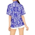 thumbnail image 3 of HAPPY BAY Women's Button Down Blouses Floral Beach Party Short Sleeve Vacation Casual Tops Blouse Shirt Summer Hawaiian Shirts for Women S Basket Weave, Royal Blue, 3 of 5