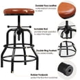 thumbnail image 4 of Taburete de bar Yaheetech, ajustable, 55-72 cm, asiento marrón vintage, 4 of 9