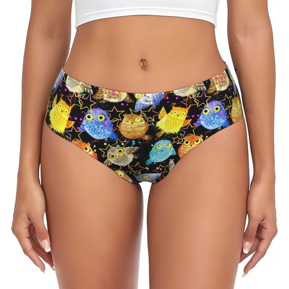 Womens Underwear - Cartoon Bird Owl No Show Seamless Underwear for Women, Stretch Women's Panties, Hipster Soft Comfort Ladies Panties Bikini Underwear Briefs