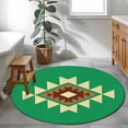 thumbnail image 4 of 4ft Washable Round Rug, Triangle Combination Pattern Non-Slip Circle Area Rug for Living Room Bedroom, Yellow Brown Green Retro Decor Indoor Floor Mat for Home Decor, 4 of 9