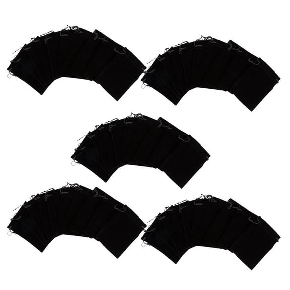50X Small Velvet Bags Jewelry Pouches Drawst Gift Bags Black