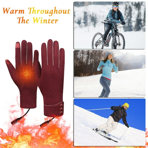 Honmine Outdoor Cycling Gloves, USB Heated Gloves with Plus Velvet Warmth, Rechargeable Thermal Gloves for Cycling, Driving, Cold Weather Activities
