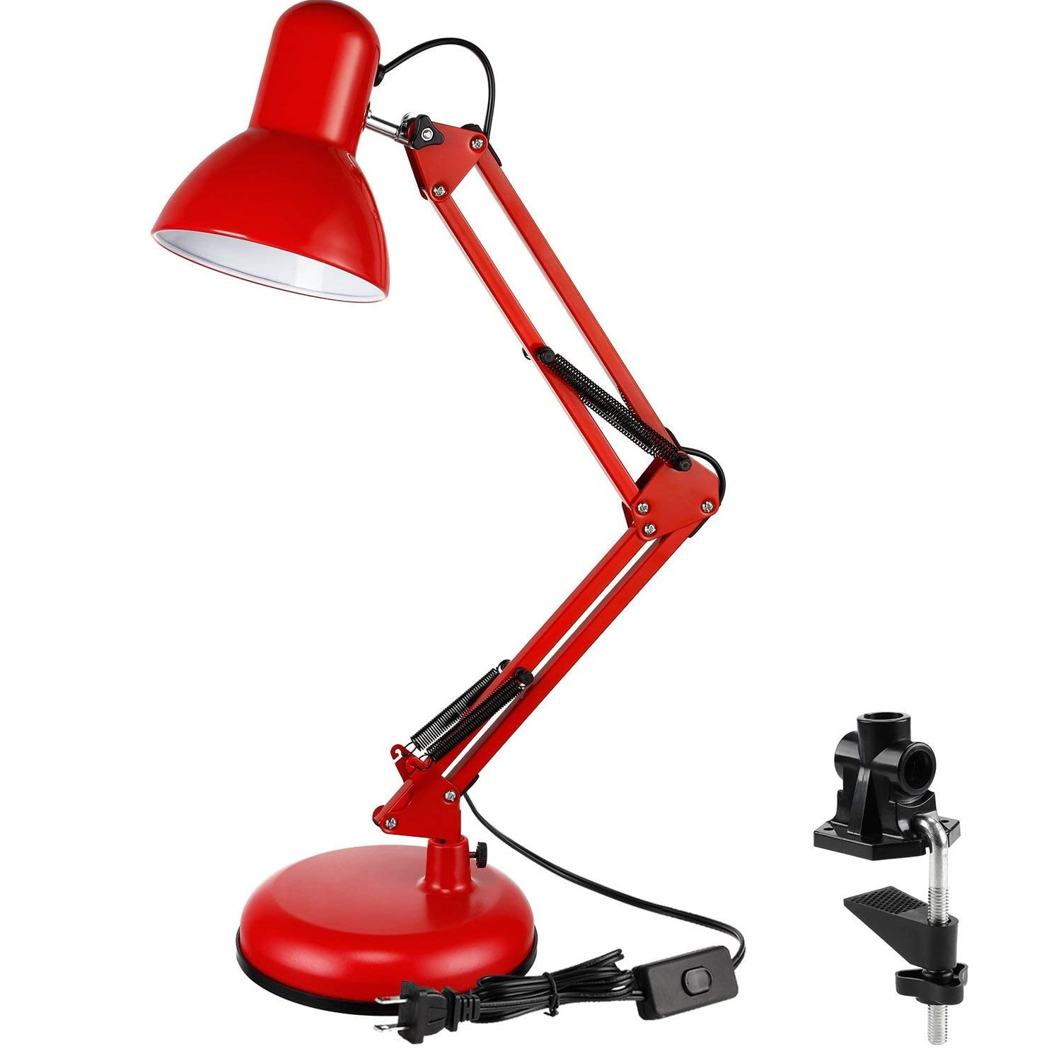 Torchstar Metal Swing Arm Desk Lamp, Interchangeable Base & Clamp for