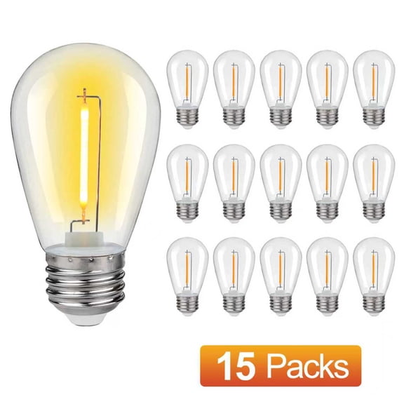 Austin Coast LED S14 Light Bulb 1W (10W Equivalent) Warm White Decorative Light Bulbs, Energy Saving, 15 Pack