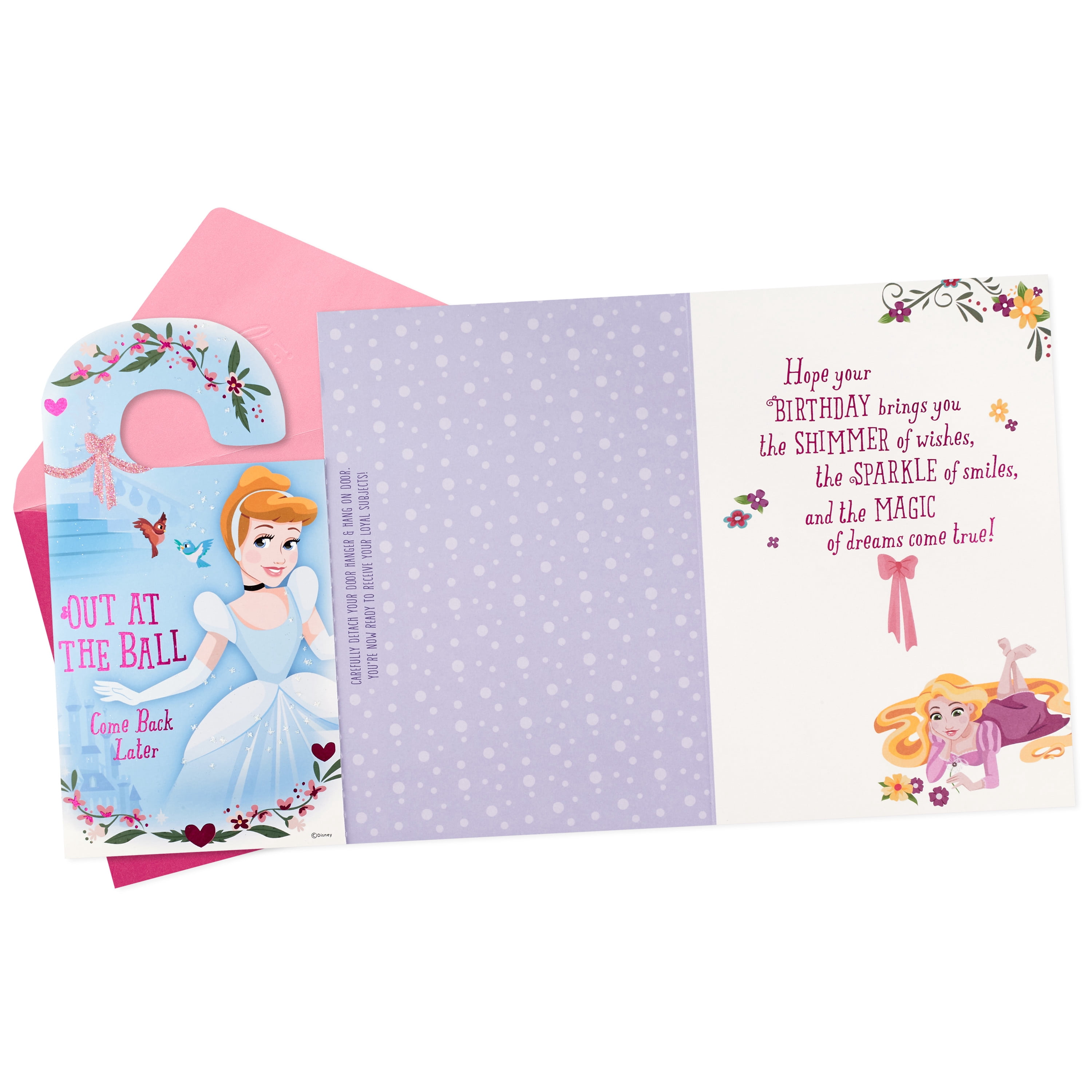 Hallmark Disney Princess Birthday Greeting Card with Door Hanger for Girl (All-About-You Day)