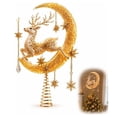thumbnail image 6 of Enchanted Moonlight Tree Topper, Christmas Tree Topper Golden Crescent Glow, Dangling Snowflake Charm, Lighted Festive Ornament, Magical Holiday Centerpiece(Reindeer Moonlight), 6 of 6