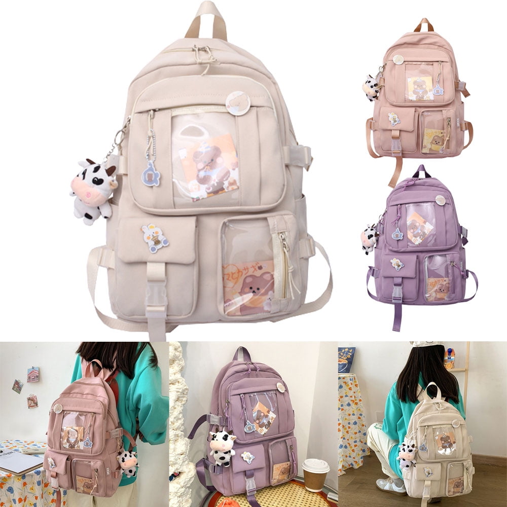 Kawaii backpack with pins, kawaii school bag cute kawaii school bag