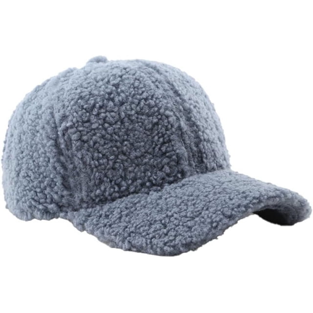 LinYooLi Winter Baseball Cap for Women Lamb Wool Solid Color Warm Visor Teddy Fleece Hat for Outdoor Travel Adjustable
