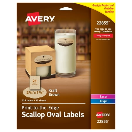 Avery Scallop Oval Labels for Laser & Inkjet Printers, 2-1/4