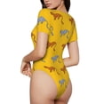 thumbnail image 2 of Fotbe Leopard Print Body de Mujer con Cuello Redondo y Mangas Cortas, Sin Mangas Ajustado, Suave, Cómodo y Básico-Medium, 2 of 7