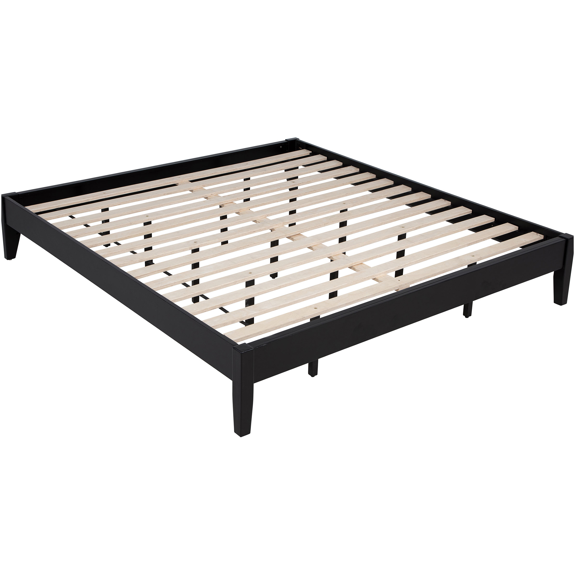 JERFIT Black California King Size Wood Platform Bed Frame, Low Profile Modern Design with Sturdy Support, No Box Spring Needed