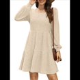 thumbnail image 2 of Vestido Estilo Babydoll Informal de Otoño con Cuello Cuadrado y Larga para Mujer. Albaricoque M, 2 of 7
