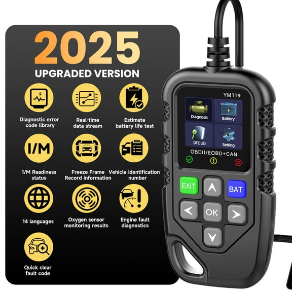 Podofo OBD Car Diagnostic Device, with 9 Protocols for Checking Engine Light, DTC Sensor Reading, O2 Sensor, EVAP System for Cars