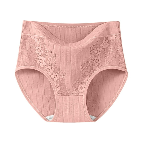 Levmjia Womens Underpants High Waisted Solid Color Briefs Cotton Panties Breathable Lace Trim No Show Seamless Underpants For Sleep Period and Daily Wear