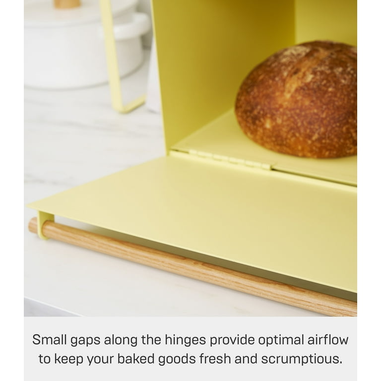 Yamazaki 5291 TOWER Bread Case with Removable Lid, black, Steel/Bamboo, 31.5 x 24.5 x 18.5 cm