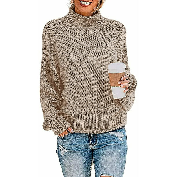 Fantaslook Sweaters for Women Turtleneck Batwing Sleeve Oversized ...