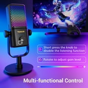 TONOR Xbox Microphone, RGB Condenser Streaming Mic with 30H Battery Life, Low Noise, Monitoring, Gain Control, One Tap Mute, Fast Charging, Compatible with Capture Card TCX3