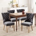 thumbnail image 3 of Vanity Art Button Tufted Velvet Upholstered Dining Chair with Wooden Legs | Contemporary Accent Chairs for Dining Room Living Room Comfortable Armless Leisure Padded Chairs, Set of 2, UC-10DG, 3 of 12