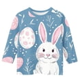 thumbnail image 5 of Amidoa Girls Easter T Shirts- 3/4 Sleeve Cute Rabbit Crewneck Kids Graphic Tops Navy Size 9-10 Years, 5 of 5