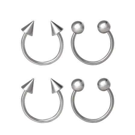 Body Jewelry Women's Stainless Steel 14G Horseshoe Nose Rings, 4 Pack
