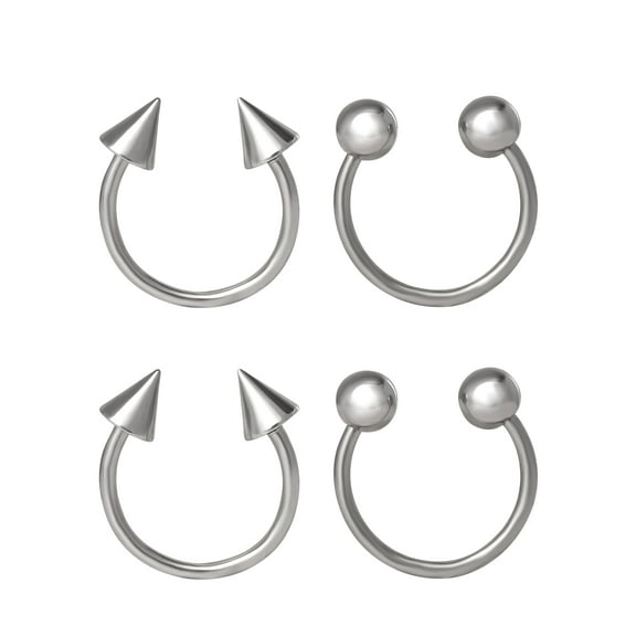 Body Jewelry Women's Stainless Steel 14G Horseshoe Nose Rings, 4 Pack