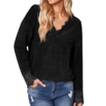 thumbnail image 1 of Mujeres Tops Camisas Blusas Elegantes Casuales Camisas de manga larga Jersey de moda Cuello en V Encaje Soild Odeerbi ODB-5, 1 of 9
