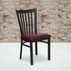 Flash Furniture 2 Pack HERCULES Series Black School House Back Metal Restaurant Chair - Burgundy Vinyl Seat