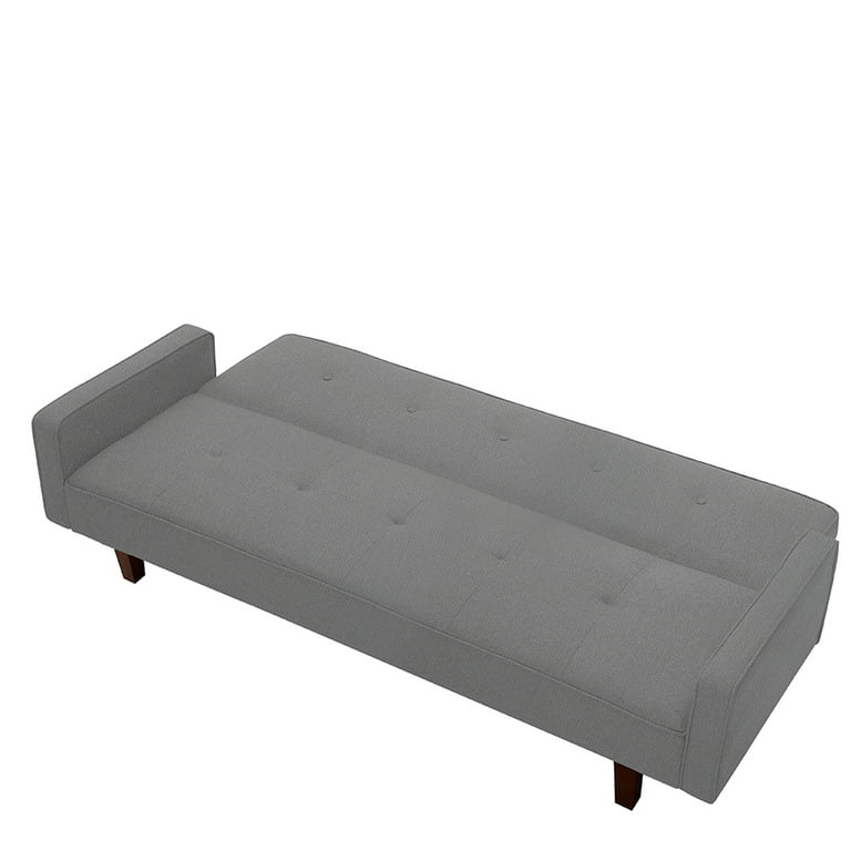 Hivago Convertible Memory Foam 32.5 High Futon Sofa Bed with Adjustable Armrest in Grey | Mathis Home