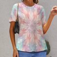 thumbnail image 6 of Kaleidoscope Mandala Colorful Floral Boho Women's Short Sleeve T-Shirt Crew Neck Casual Summer Trendy Loose Fit Tops, 6 of 6
