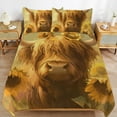 thumbnail image 6 of 3 Pcs Soft Bedding Set, Includes 1 Duvet Cover with Zipper And 2 Pillow,Shams Highland Cow with Sunflowers Twin(86"x70"), 6 of 8
