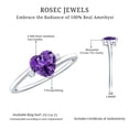 thumbnail image 5 of Rosec Jewels Natural Amethyst Heart Promise Ring - 6 mm - February Birthstone Ring - Ready to Gift for Valentines, 18K White Gold, US 10.00, 5 of 8