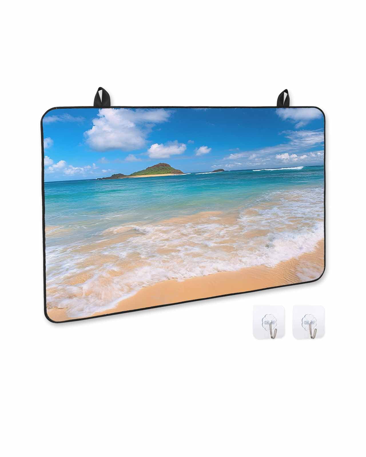 nqOlkjepod Large Induction Cooktop Protector Mat 24"x21", Summer Beach Stove Top Covers for Electric Stove, Coastal Seaside Ocean Vacation Decorative Stove Burner Cover Mats, Glass Top Stove Cover