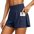 thumbnail image 3 of sususu Women's Running Shorts with Zip Pockets High Waisted Athletic Workout Gym Shorts for Women with Liner Navy L, 3 of 9