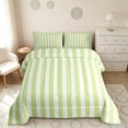 thumbnail image 2 of Manfei Geometric Stripe Queen Comforter Set,Contemporary Minimalist Comforter Sets Queen, Light Green White, Reversible 3pcs, 1 Comforter and 2 Pillowcases, 2 of 6
