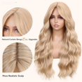 thumbnail image 2 of Lightweight Long Wavy Wig with Curtain Bangs for Women -  Looking Blonde Synthetic Wig for Daily Wear, Beginner Friendly Heat Resistant Fashion WigGlueless Wear and Go, 2 of 6