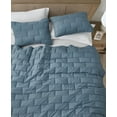 thumbnail image 3 of Chezmoi Collection George 3-Piece Jacquard Quilt Set Queen Size, Blue Textured Woven Lightweight Rectangle Quilted Bedspread for All Seasons (1 Quilt 92x96 inches, 2 Shams), 3 of 9
