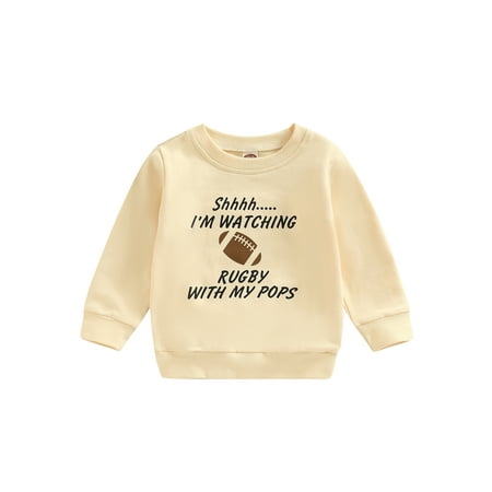 

Fall Winter Toddler Baby Boy Girl Football Sweatshirt Crewneck Rugby Print Sweater Casual Pullover Tops Clothes