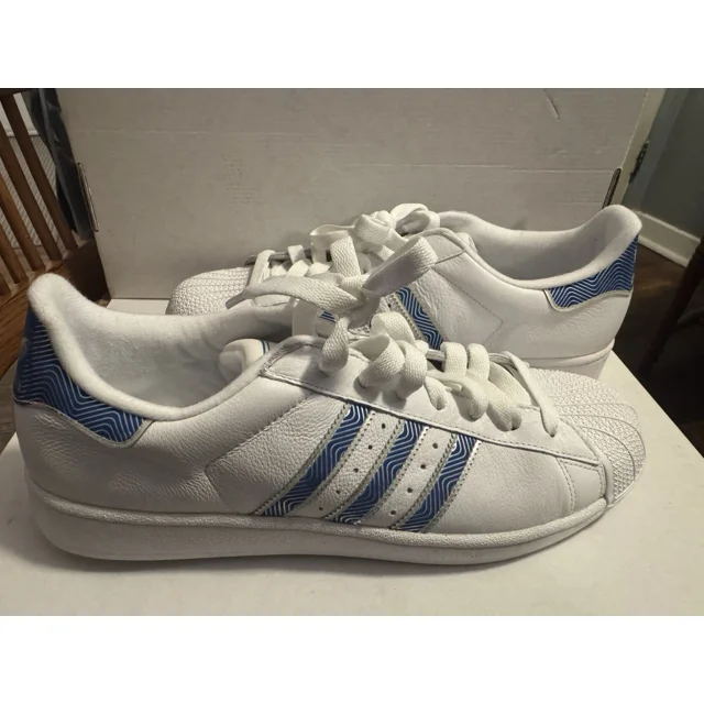 USED Ad-id-as Superstar II White BlueBird MetalSilver Mens Size 12