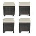 thumbnail image 1 of Gymax Pouf en Rotin 4 Pcs Mobilier de Patio Extérieur Repose-Pieds Rembourré, 1 of 10