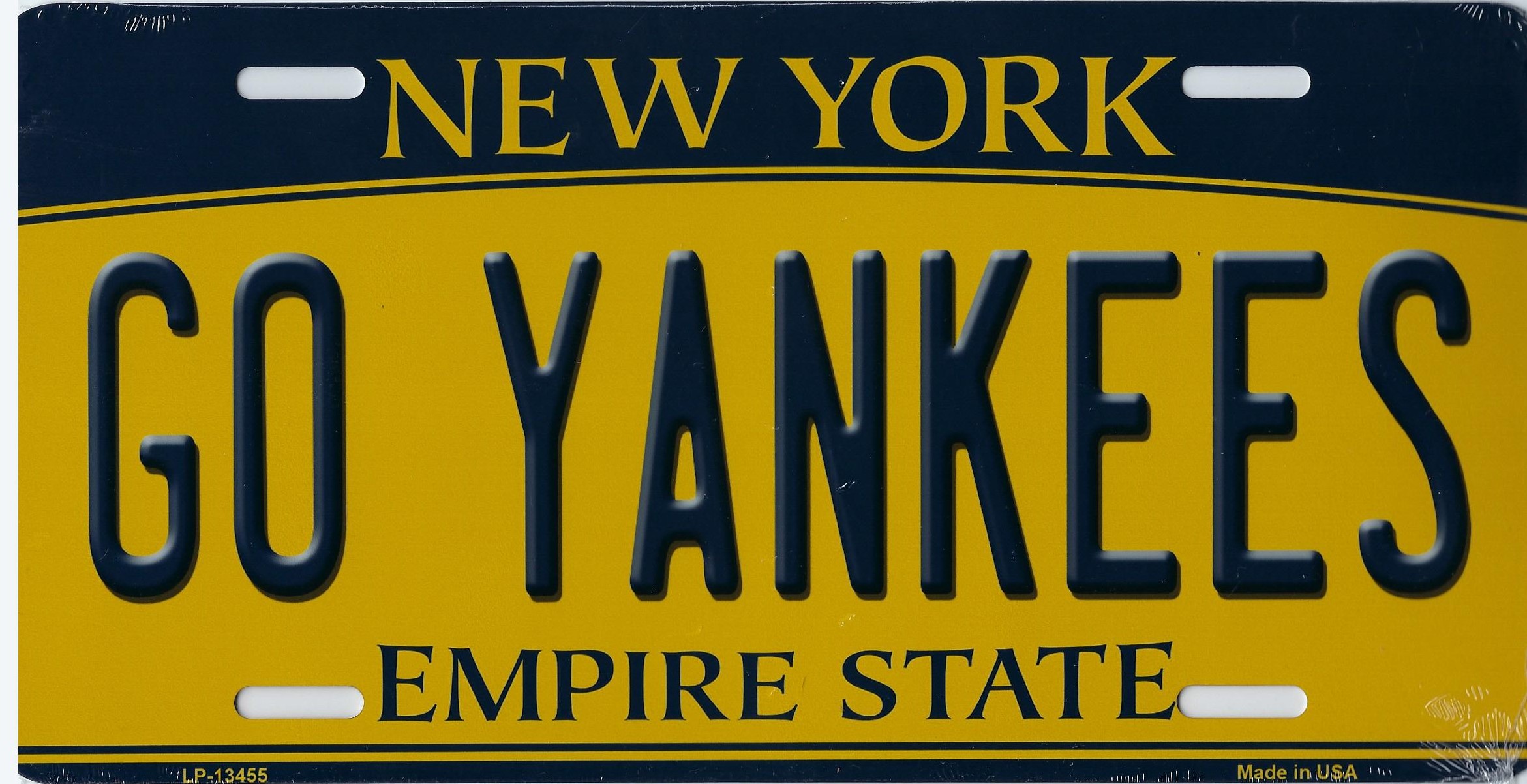 New York State Background Novelty Metal License Plate Tag (Go Yankees
