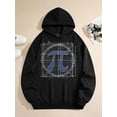 thumbnail image 3 of Men's Pocket Graphic Hooded Pullover, Pi Symbol in Construction-like Lines, Sizes S-2XL, 3 of 4