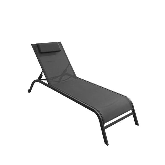 Camastro Exterior Textileno Reclinable Silla de Playa Jardin gris oscuro