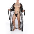 thumbnail image 1 of Mikilon Men's Long Lace Bathrobe Transparent Kimono Slit T-pants Set Perspective Underwear, 1 of 9