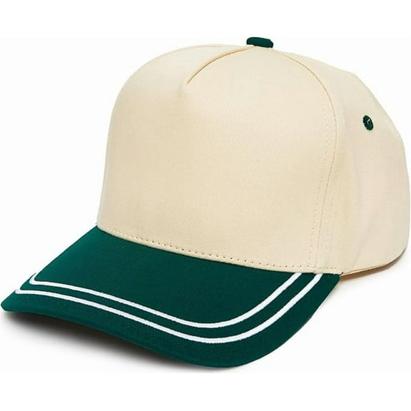 Funky Junque Trucker Hats for Women and Men- Two-Tone Retro Snapback, 100% Cotton with Embroidered Brim - Kelly Green/Beige