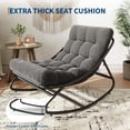 thumbnail image 5 of IdealHouse 2pcs Oversized Papasan Rocking Chair, 450 LBS Metal Frame, 4.33'' Thick UV & Water Resistant Deep Grey Cushion, Safe 30° Rocker for Indoor Outdoor Porch Garden Balcony Living Room, 5 of 7