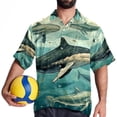 thumbnail image 4 of Whale Men's Short Sleeve Poplin Shirt, Casual Printed Beach Button Down Summer Unisex Shirts, 4 of 6