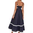 thumbnail image 3 of Bellella Robe d'Été de Plage pour Femme, Robe Maxi Bohème à Bretelles Spaghetti, Ample, Sans Manches, Évasée, Bleu Marine, P, 3 of 4