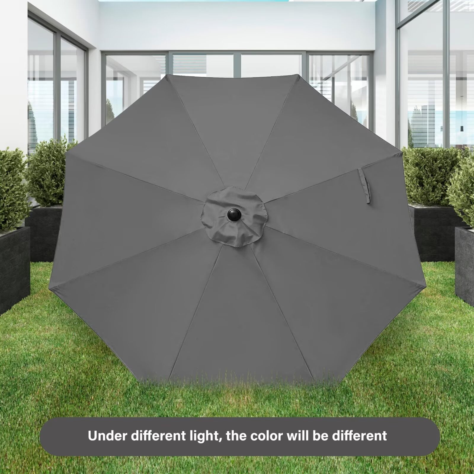 Simple Deluxe 9ft Outdoor Market Table Patio Umbrella with Button Tilt and 8 Sturdy Ribs, Grey, 1 Pack