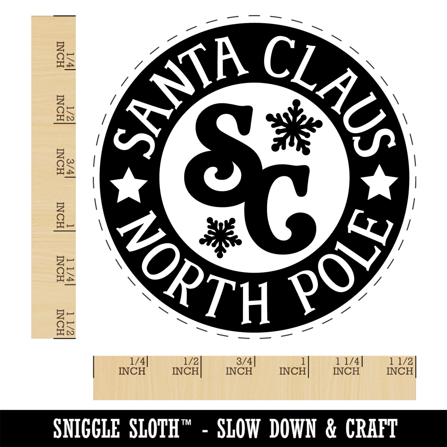 Santa Claus North Pole Christmas Self-Inking Rubber Stamp Ink Stamper - Red Ink - Large 1-1/2 Inch